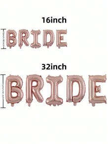 TYFYO 16英寸/32英寸新娘气球婚礼装饰玫瑰金银色新娘字母铝箔气球新娘送礼会单身派对用品最佳礼物，婚礼气球，婚礼装饰，家居装饰，房间装饰，派对礼品生日毕业派对装饰 - 彩色 - 查看 4