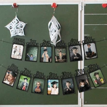 Decoraciones para fiesta de graduación de 1pc 2024, bandera de fotos de graduación de 2024 para decoraciones de la clase de 2024, pantalla de fotos de graduación K-12 para suministros de fiesta de graduación de quinto y octavo grado de la escuela secundaria (Negro) - Multicolor - Ver 6