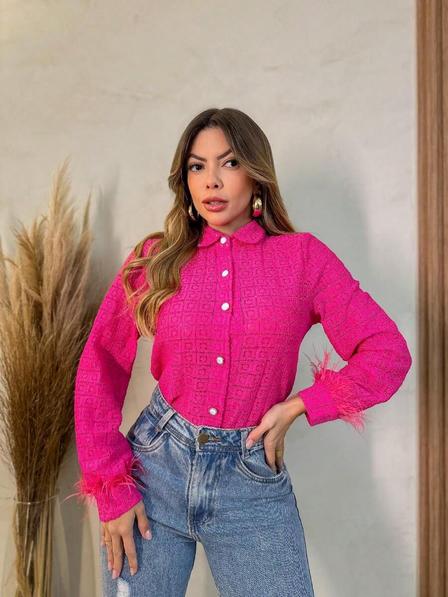 Women Blouses - 粉色 - 查看 1