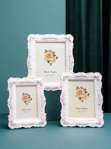 Rose Relief Photo Frame, White Plastic Poster Display Frame For Home Decor Gifts Birthday Graduation