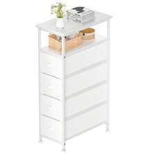 Simple Dresser With 4 Drawers, Compact 4-Drawer Storage Tower Narrow Storage Organizer For Small Spaces, Bathroom, Bedroom, White, Multi-Purpose, Easy Assembly, Slim Vertical Dresser With Shelf - Kết Cấu Gỗ Trắng - Xem 7