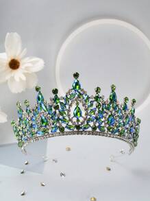 1pc Women Multicolor Alloy Crown With Rhinestones Baroque Style Bridal Headpiece Suitable For Wedding And Banquet Wear - Multicolor - View 16