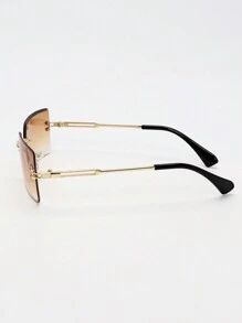 1 件装无框方形金属渐变时尚眼镜，时尚户外旅行，适合夏季海滩度假、户外、旅行 - 漸層 - 查看 5