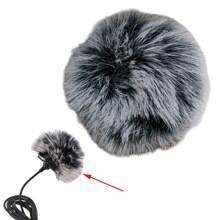 軟毛絨旗袍式麥克風套,防風減噪訪談現場訪問收音機套,防風保暖 - 黑灰色 - 查看 2