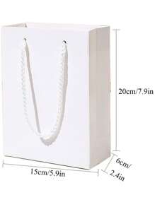 5pcs White Carrier Bag Coffee Milk Packaging Bag Baking Paper Bag Back To School Valentine Day - White - View 2