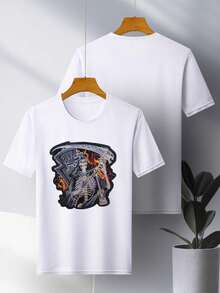 Áo thun thể thao nam, áo tập gym thời trang siêu mỏng, họa tiết in 3D kỹ thuật số thường ngày, thích hợp cho chạy bộ, ngoài trời, bơi lội, đạp xe - trắng - Xem 3