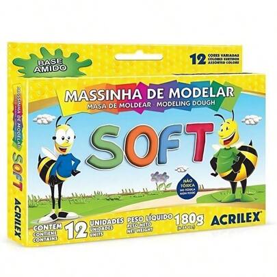 Massinha De Modelar Infantil Escolar Criativa 12 Rolos - 1 Caixa