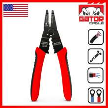 Wire Cable Screws Stripper Cutter Crimper Shearer Snipper Electrical Hand Pliers Grip Multi-Tool Fiver Optic Cabling Red Gator Cable - 紅色 - 查看 7