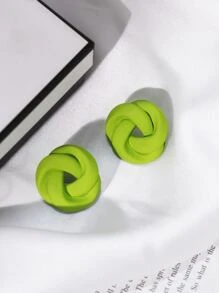 1pair Gold-Color Twisted Statement Earrings With High-End & Niche Design