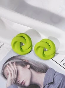 1pair Gold-Color Twisted Statement Earrings With High-End & Niche Design