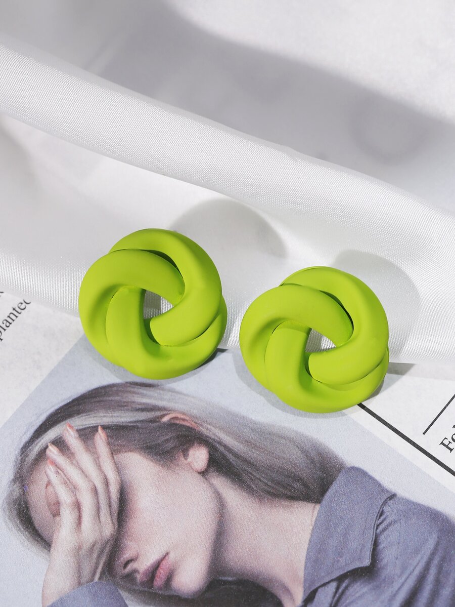 1pair Gold-Color Twisted Statement Earrings With High-End & Niche Design