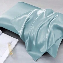 2 Stücke hellblaue Satin Kissenbezüge für Haare und Haut, Kissenbezug Set aus 2, weich und komfortabel mit Kuvertverschluss, Luxus Bettwäsche Kissenbezüge, extra weiche Hotel Kissen Schoner für Standard Queen, King M L XL Größe Kissen, Blau, Royalblau, Graublau, Hellblau, Mintblau, Blaugrün