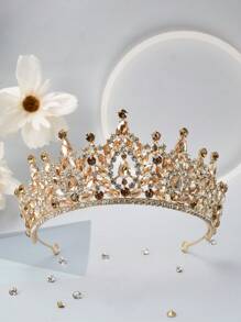1pc Women Multicolor Alloy Crown With Rhinestones Baroque Style Bridal Headpiece Suitable For Wedding And Banquet Wear - Multicolor - View 17