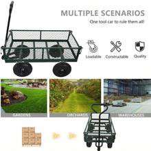Heavy Duty 600 LBS Steel Garden Cart, Wagon Cart With Removable Sides, Metal Garden Wagon With 10 Inch Wheels - Green - View 6
