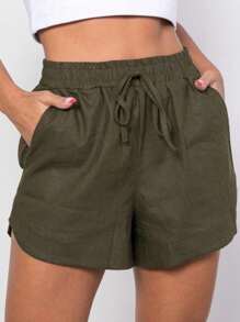 Women Shorts - 墨綠色 - 查看 1