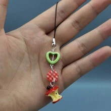 1 件可爱吃苹果吊坠手机饰品挂绳钥匙扣挂绳适合女孩礼物情人节 - A - 查看 3