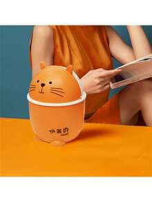 1 Pc Random Color Desktop Trash Can With Lid Mini Flip-Top Cartoon Style Cute Small Trash Can Japanese Style Household Trash Can Paper Basket - Multicolor - View 4