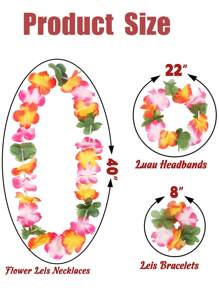 4 PC/Set Summer Boho Hippie Cute Pink Hawaii Flower Leis Women Men Tropical Floral Leis Crown Hawaiian Luaus Party Surfer Hairpin Flower Garland Hairbands Bracelet Set Suitable For Men Women Headband Beach Pool Birthday Parties Decorations Party Favors Music Festival Party, Beach Vacation,Wedding Party,Graduation Celebration ,Hair Accessoires