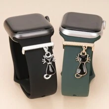 1 件卡通猫设计表带装饰环，非常适合智能手表硅胶表带 38 毫米、40 毫米、41 毫米、42 毫米，作为返校学生的礼物