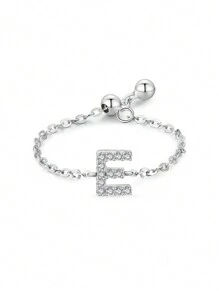 ESBERRY 1枚s925純銀字母a-y可調節戒指,女士個性化飾品精緻首飾生日禮物 - 銀色 - 查看 6