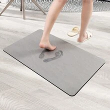 Bathroom Rug 40 X 60 Cm, Absorbent Bathroom Rug, Non-Slip, Washable, Bathroom Mat, Absorbent Bathroom Rug, Shower Rug, Quick Drying Non-Slip Diatomaceous Earth Bathroom Rug - Grey - View 3
