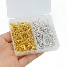 100pcs/Box 20mm Earring Hooks Diy Jewelry Making Supplies, Golden And Silver Colors With Box - 1 Box - View 5