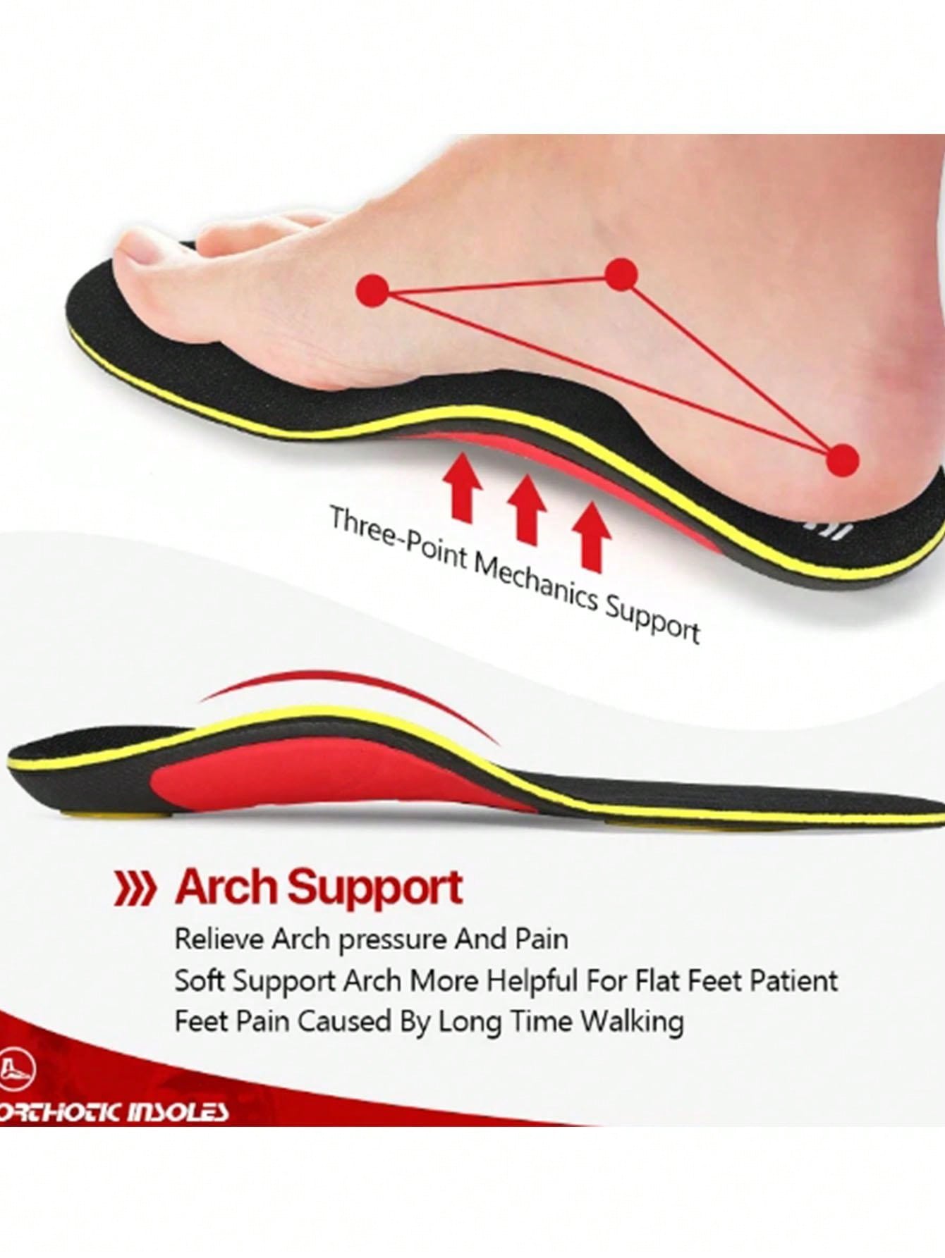 1 Pair EVA Material Quality Arch Support ShockAbsorbant Ease Pressure Sport Insole Solid Color