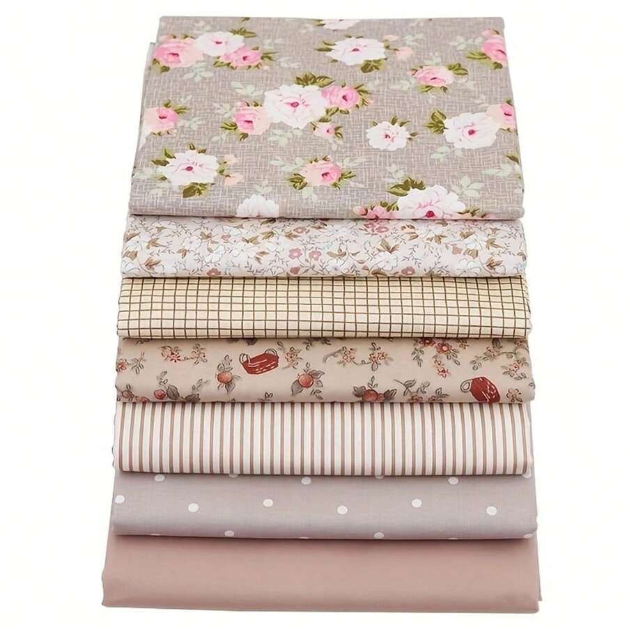 7pcs 40*50cm/19.7*15.7in Twill Printed Fabric For Doll Clothes And Packaging Cloth - Multicolor - View 1