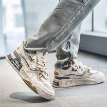 男鞋新品,全季適用,青少年適用低幫運動鞋,休閒款,增高,防滑運動鞋 - 米色 - 查看 5