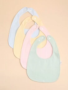 4pcs Không thấm nước Màu thuần Em bé Với Hình chữ-U Vòng cổ Và Mô hình Cartoon , Thích hợp Đối với Cả hai Con trai Và Cô gái - Nhiều màu - Xem 5