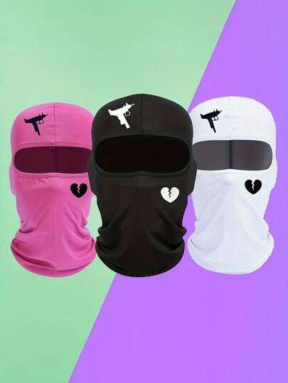 户外骑行防风防晒透气印花单孔骑行帽滑雪面罩情人节