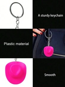20pcs/10pcs/1pc Unisex Mini Light Pink Western Cowboy Hat Model Keychain, 2.12in, Couple Gift, Y2K Style Creative Keyring/Chain, Funny Gift For Sisters, Bag Decor, Phone/Car Key Holder Accessories Car Accessories Bag Charm School Cute Goth Bag Accessories Lanyards With Id Holder Car Accessories Bag Charms Christmas Car Accessories Teacher Friend Gift Ideas - Multicolor - View 6
