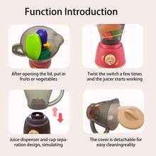 5 Pcs Kitchen Toys Children Pretend Play Juicer Blender Mixer Toy Set Birthday Party Juice Machine Gift - Red - View 3