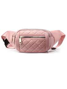 格紋腰包女款牛津布防水腰包設計師斜跨胸包流行腰包香蕉臀包