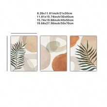 無框 3 件印花套裝，溫暖中性色調牆藝術，現代鄉村裝飾，簡約抽象藝術品套裝，中世紀現代藝術收藏客廳波西米亞風格裝飾