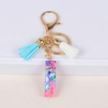 1 件紫色字母 A-Z 钥匙扣，适合母亲节礼物，女士钱包手提包树脂字母首字母吊坠带流苏生日毕业礼物，返校情人节