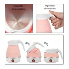 Hervidor Tetera Eléctrica Portatil Viaje Plegable Silicona Tipo Cafetera Estilo Jarra De Grado Alimenticio Calentador 6 Minutos Agua Caliente Rapida Ahorra Espacio Liviana Ligera Moderna Ideal Para Cualquier Lugar Casa Oficina Escuela Vacaciones W4100 Rosa - Rosa - Ver 5