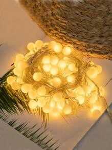 1pc4.5m 30 Lights Outdoor Party Ambience String Lights, Outdoor Wedding Party Scene Decoration LED Decoration String Lights Waterproof Battery Box String Lights, Battery Not Contained - White Matte Light Ball - View 5