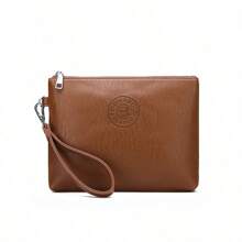 男士手拿包、手提包、腕包，防水便携轻巧，适合大学、商务旅行，PU皮革材质，商务简约风格，时尚街头风，适合男士、大学生、夏季、爸爸、新生，多功能，宿舍必备，大学礼物，情人节钱包，假日必备包，贴纸，情人节礼物，复古风，校园风，运动生活风，夏季包，春假旅行包，礼品袋，手提包，复古包 - 卡其色 - 查看 3