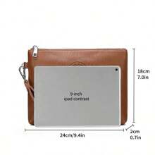 男士手拿包、手提包、腕包，防水便携轻巧，适合大学、商务旅行，PU皮革材质，商务简约风格，时尚街头风，适合男士、大学生、夏季、爸爸、新生，多功能，宿舍必备，大学礼物，情人节钱包，假日必备包，贴纸，情人节礼物，复古风，校园风，运动生活风，夏季包，春假旅行包，礼品袋，手提包，复古包 - 卡其色 - 查看 4