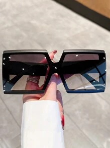 1pc Fashion Plus Size Women Colorblock Fashion Glasses, Multi-Color Decorative Glasses - Multicolor - View 2