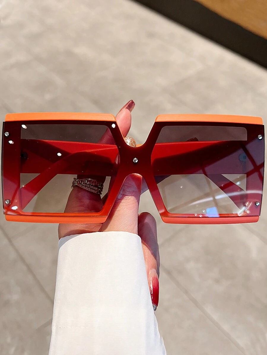 1pc Fashion Plus Size Women Colorblock Fashion Glasses, Multi-Color Decorative Glasses - Multicolor - View 1