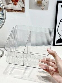 北歐風格桌面透明梯形筆筒,適用於文具、化妝品、口紅、面膜的收納和展示 - 黑與白 - 查看 2