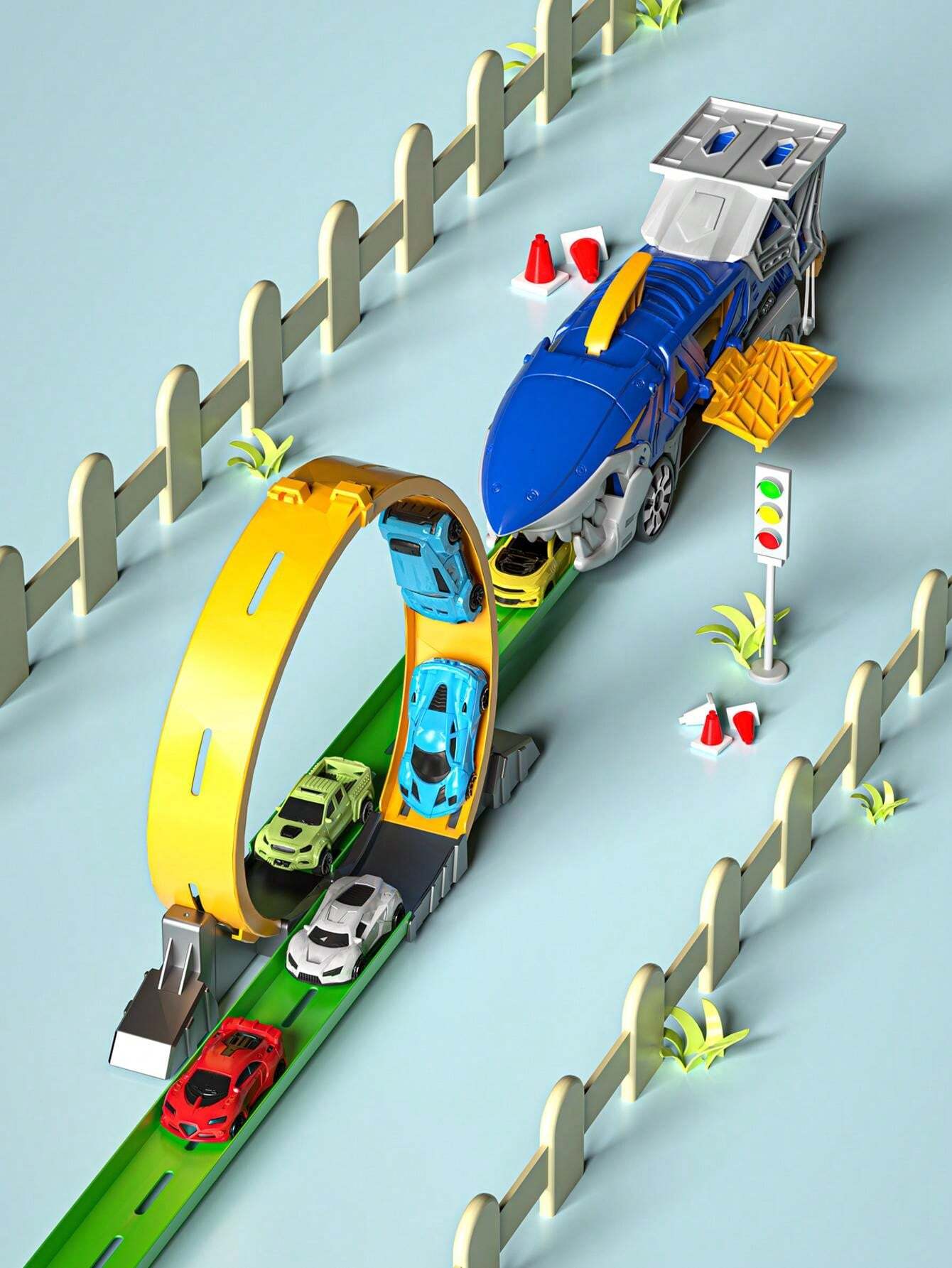 Shark shaped ejector toy car can slide and eject comes with 1 large