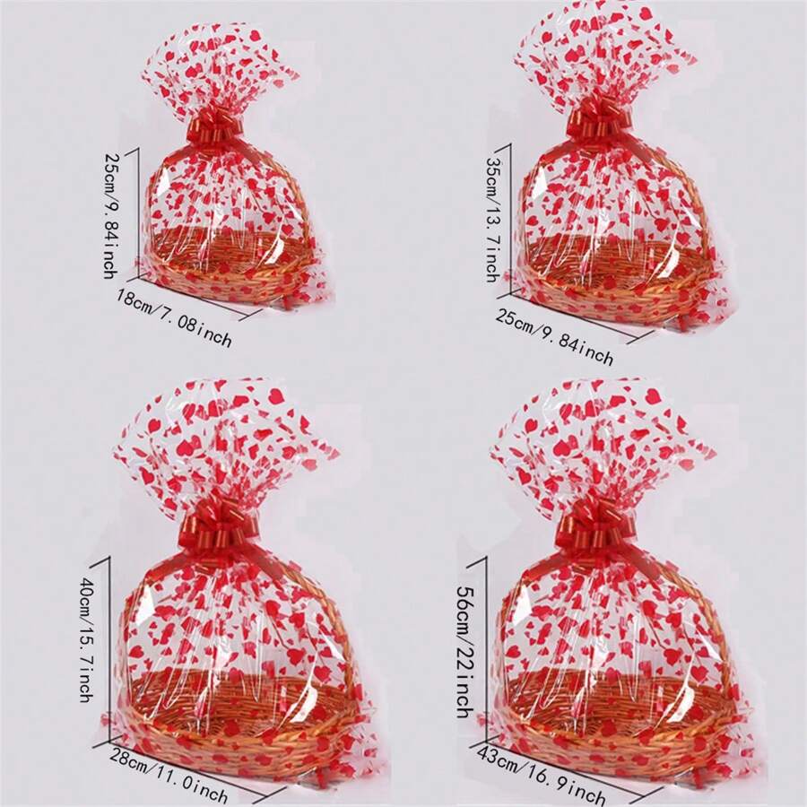 10 Packs Of Gift Basket Shrink Wrap Bags With Transparent Glass Paper