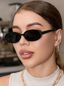 女士复古小椭圆形镜框太阳镜，塑料经典装饰户外旅行沙滩太阳镜，防紫外线太阳镜沙滩太阳镜女士沙滩配饰太阳镜太阳镜遮阳基本款和适合毛衣牛仔裤运动裤连帽衫夹克连衣裙和长袖衬衫的时尚遮阳优雅装扮家庭出游旅行度假夏季海滩度假、户外、旅行 - 彩色 - 查看 8