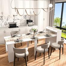 QQD 20"-100" Extendable Dining Table With Storage Sideboard For 6-10 Person, Extra Long Transformer Table, Modern Multifunctional Conference Meeting Table With Extension Leaves Holder