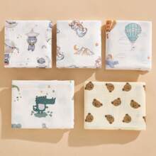 1 件婴儿襁褓毛巾、浴巾、绉布面料、柔软亲肤爱心情人节 - Crocodile - 查看 5