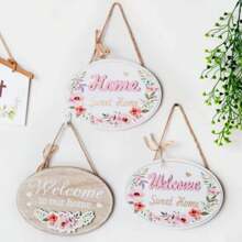 1入創意木質門牌，歐式復古雙面商店裝飾門牌，家居裝飾掛式歡迎標誌 - 白色 - 查看 1