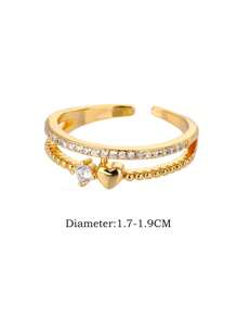 1 Stück Edelstahl Herzringe für Frauen Charm 18K vergoldet Zirkonia Ring Braut Hochzeit Schmuck Geschenk Valentinstag,Mutter,Muttertag,Geschenk